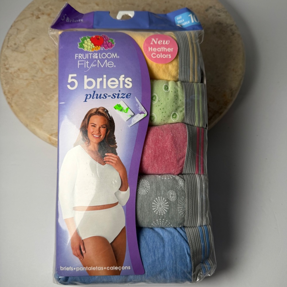 Fruit of the Loom Briefs Size 10 Multicolor Fit for Me Plus 5-Pack Heather
